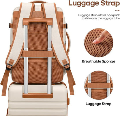 UKEIN Luggage Sets 3 Piece, Carry On Luggage 20In With Spinner Wheels,PC Hardside Suitcase Set with TSA Lock,Durable Carry On Suitcase With Travel Backpack for Men (Beige, 3 piece set (20inch))