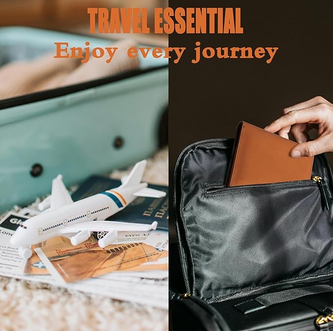 Leather Passport Holder for Travel Women Man, Button Closure Passport Wallet with Airtag Slot,Passport Cover for A Passport Book,Trvavel Essential & Gift