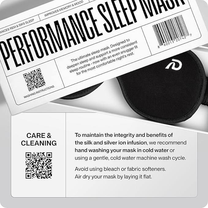 Dream Recovery The Pro Mask - 3D Performance Silk Sleep Mask for Side Sleepers - 100% Light Blocking, Adjustable Eye Cover for Sleeping