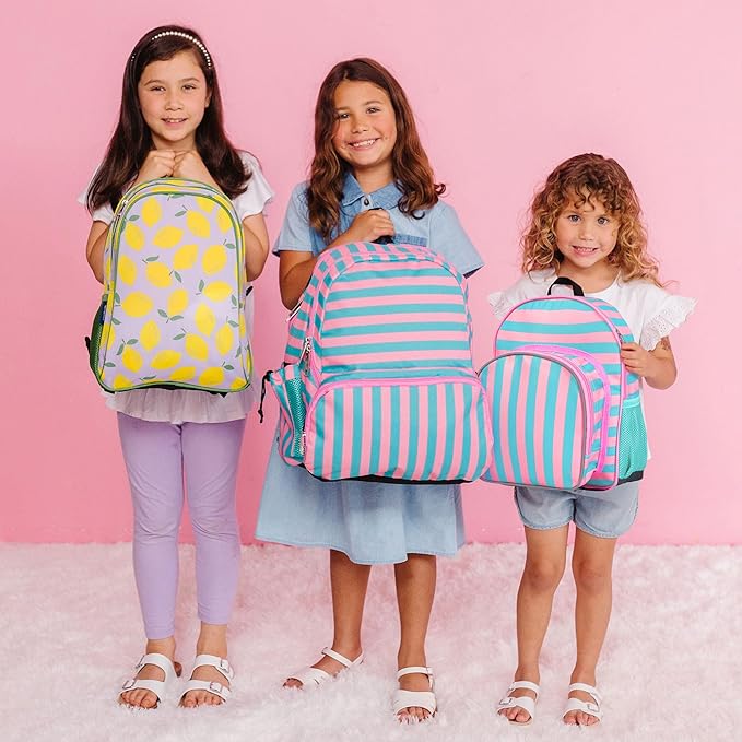 Wildkin 12-inch Kids Backpack – Padded, Adjustable, Ideal for Daycare & Travel - Pink Stripes