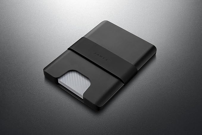 JAMES° The Lowe Minimalist CNC-Machined Aluminum Men's Wallet, Naturally RFID-Blocking, Simple, Clean, Slim - Black + Black