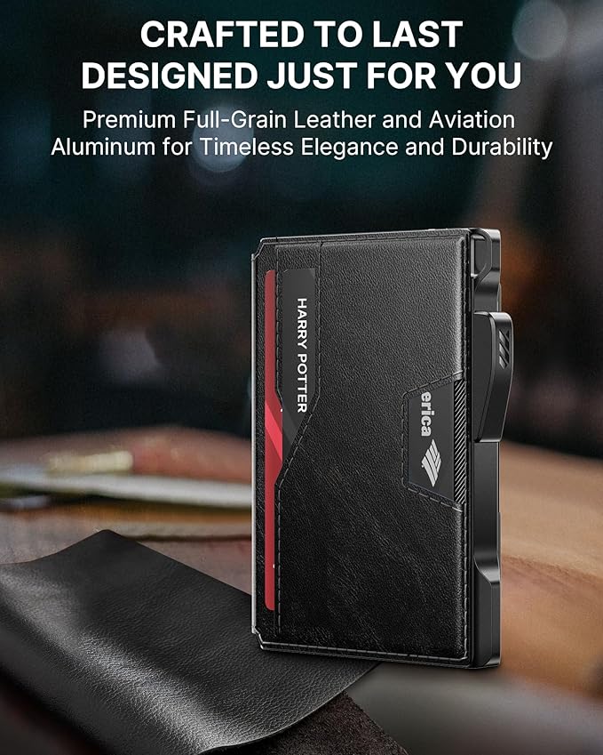 typecase Smart Wallet for Men: Metal Rfid Blocking Card Case, Ultra-Slim Bifold Wallet, Magnetic Card Holder, 9-13 Cards Capacitiy, Smart Pop up Wallet for Men with Money Clip - Black