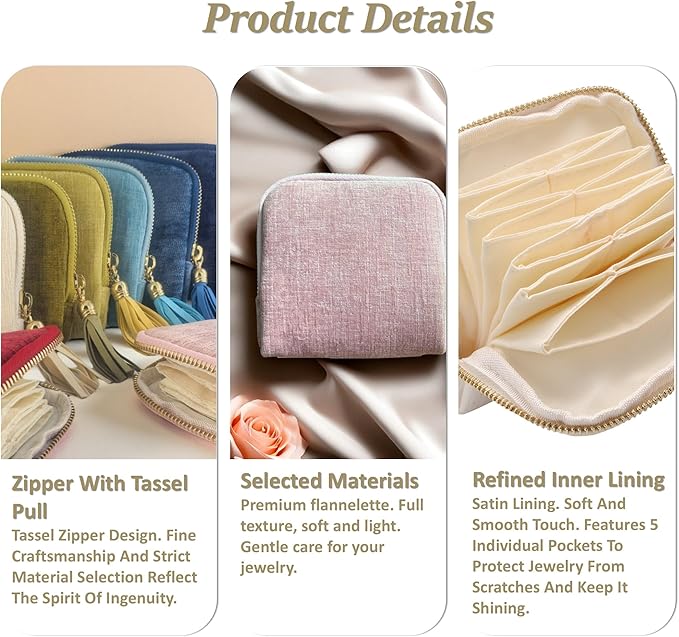 Small Travel Jewelry Case, Soft Velvet Organizer Pouch for Bangle, Bracelets, Large Earrings, Beaded necklace, Anti-Scratch & Portable Jewelry Bag Holder for Travel & Everyday Use (Ocean Blue)