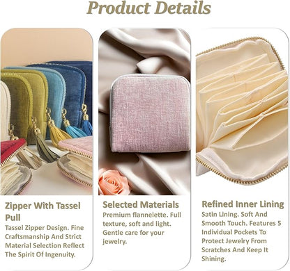 Small Travel Jewelry Case, Soft Velvet Organizer Pouch for Bangle, Bracelets, Large Earrings, Beaded necklace, Anti-Scratch & Portable Jewelry Bag Holder for Travel & Everyday Use (Classic Red)