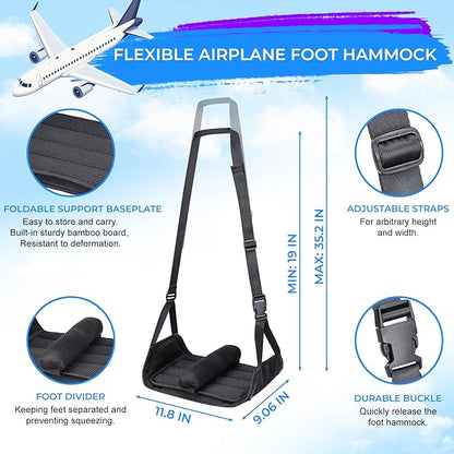 No Collapse Airplane Foot Hammock, Foldable Bamboo Base Foot Hammock for Plane Travel with Interval Sponge, Portable Desk Foot Hammock, Airplane Travel Essentials