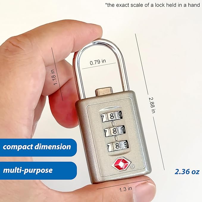 Combination Lock TSA Approved Lock 3 Digit Code Padlock Luggage Lock for Bags, Luggage, Backpacks, Toolboxes, Suitcases, Storage Cabinets (4 Pack)