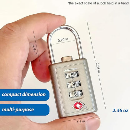 Combination Lock TSA Approved Lock 3 Digit Code Padlock Luggage Lock for Bags, Luggage, Backpacks, Toolboxes, Suitcases, Storage Cabinets (4 Pack)