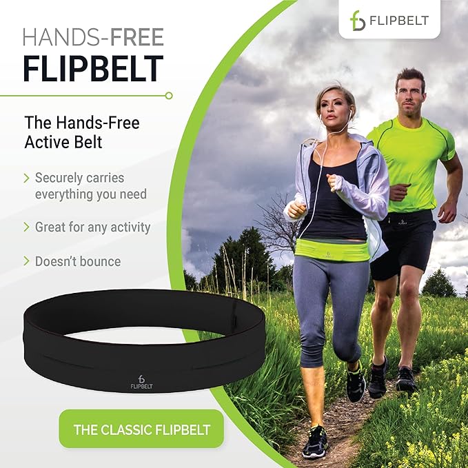 FlipBelt Classic Running Belt, Running Fanny Pack for Women and Men, USA Company
