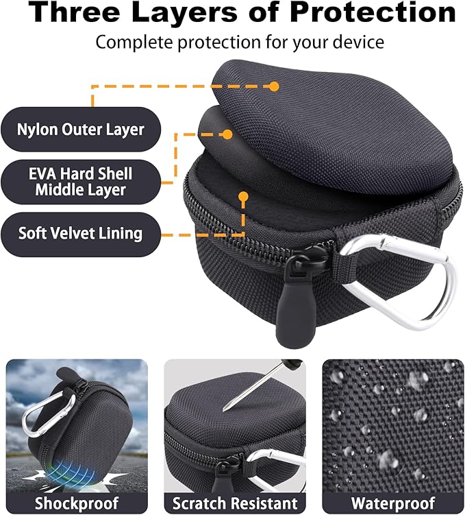 co2CREA Hard Case for Beats Powerbeats Fit with Carabiner Clip, Shockproof Earbuds Storage Box – Protective Travel Cover for Wireless Noise Cancelling Earbuds (Black Case)