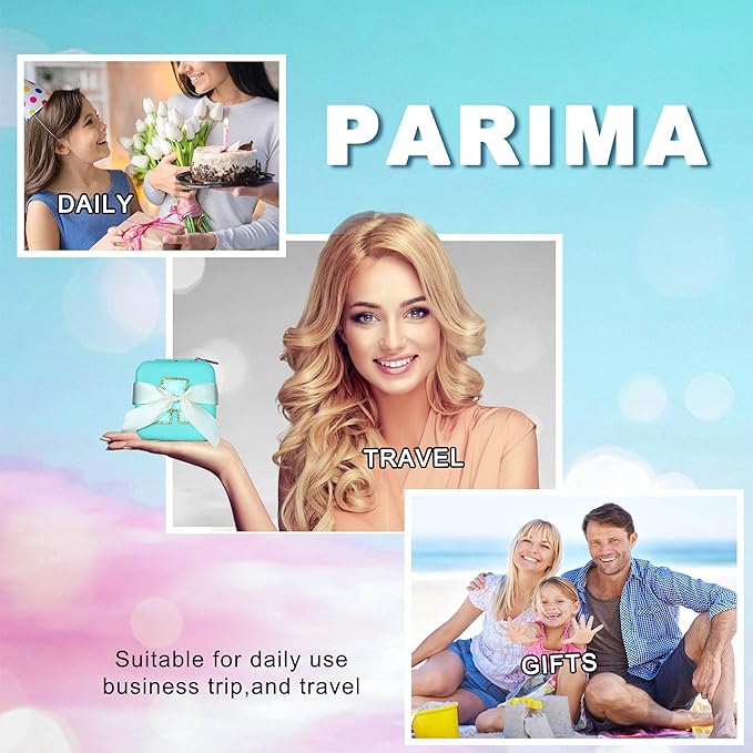 Parima Small Jewelry Box for Girls, Travel Initial Jewelry Boxs for Girls | Small Jewelry Organizer Box | Travel Jewelry Case Jewelry Organizer | Mini Jewelry Case - Letter G, Aqua Blue