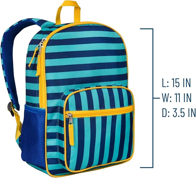 Wildkin ECO rPET Kids Backpack – Recycled, Padded, Adjustable for School & Travel – Blue Stripes