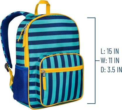 Wildkin ECO rPET Kids Backpack – Recycled, Padded, Adjustable for School & Travel – Blue Stripes