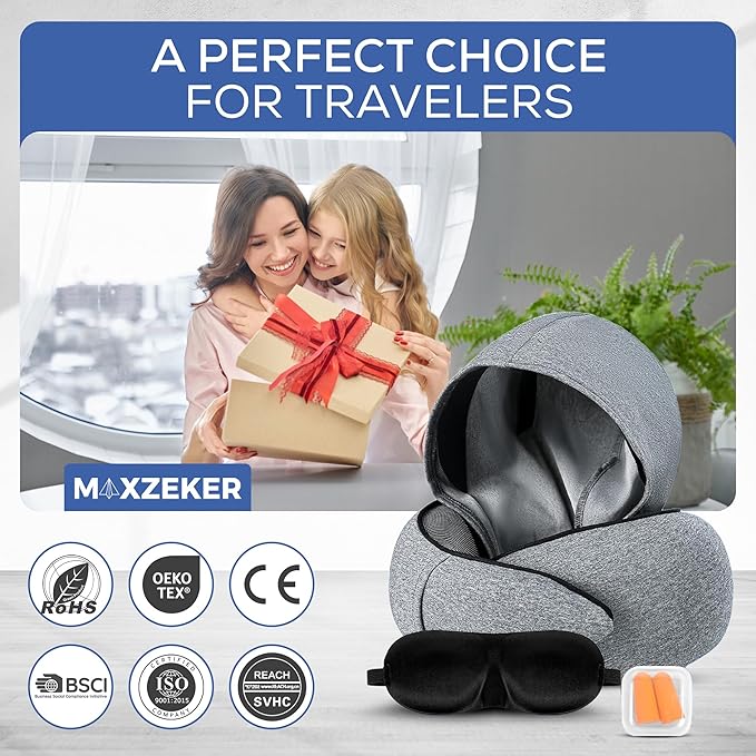 Airplane Pillow For Long Flight - Memory Foam Travel Pillow. Washable, Comfortable Breathable Cover. Carry Bag.Travel Neck Pillows For Airplanes, Best For Fong Flights, Home Use And Car Rides