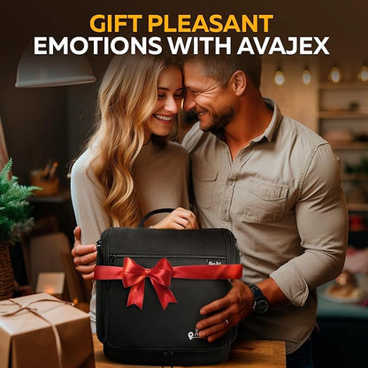 Travel Toiletry Bag for Men and Women - (10.6”x10.6”x3.2”) Large Hanging Toiletry Organizer - Waterproof Hygiene Bag with Metal XXL Swivel Hook, with Sturdy Zippers and 19 Compartments for Toiletries