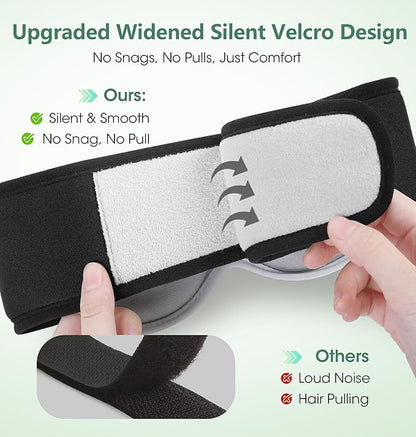 LC-dolida Voice Control Bluetooth Sleep Mask, Bamboo Cotton Bluetooth Sleep Headphones with 3D Zero-Pressure Cups and Timer Setting, Total Blackout Sleep Eye Mask for Side Sleepers, Black