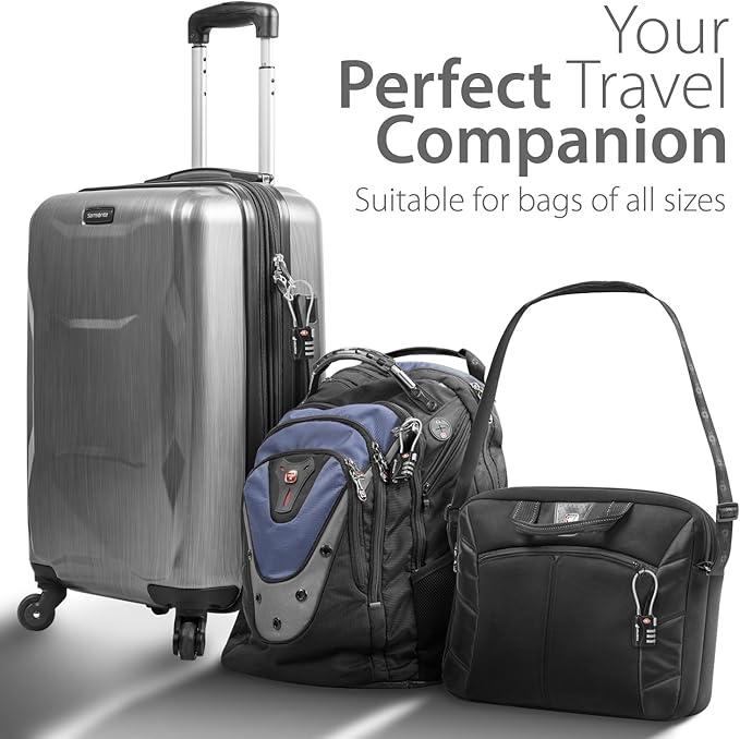 Fosmon TSA Approved Cable Locks for Luggage, Suitcase, Gun Case Locks with Push Release Button, 3 Digit Long Shackle Combination Wire Locks for Backpack Zipper Anti Theft, Gym Locker -3 Pack, Black