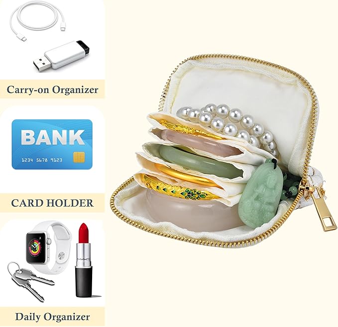 Small Travel Jewelry Case, Soft Tweed Organizer Pouch for Bangle, Bracelets, large Earrings, Beaded necklace, Anti-Scratch & Portable Jewelry Bag Holder for Travel & Everyday Use (lavender)