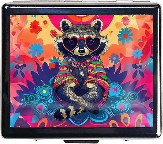 7 Days Chromed Shiny Silver Pill Organizer with Mirror Inside Has 8 Separate Compartments Rectangle 7 Days Pill Box Pill Case (A Funny Bear)