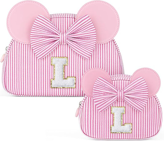 Birthday Gifts for 3 4 5 6 7 8 9 10 11 12 13 Years Old Girls, Initial Makeup Bag for Girls Cosmetic Bag Purse, Pink L