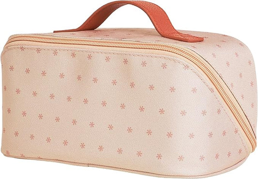 Erin Condren Small Organizer Case, Multi-Purpose Travel Case with Stylish Almond Asterisk Design and Sturdy Vegan Leather Handle, Carry Toiletries, Makeup, Jewelry or Essentials