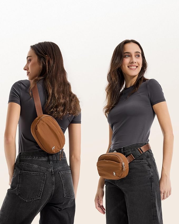 tomtoc Belt Bag with RFID Blocking, 1.5L Cross Body Fanny Pack for Women Men, Sling Waist Bags with Adjustable Strap for Travel Walk