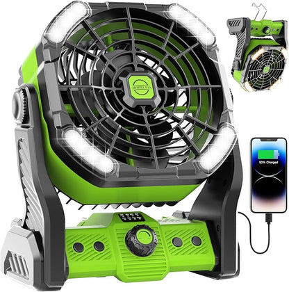 20000mAh Battery Powered Fan Rechargeable,Rechargeable Fans Portable Camping Fan with LED Lantren,270°Rotation Battery Operated,USB Camping Lantern for Tents Travel X26 Grass-green