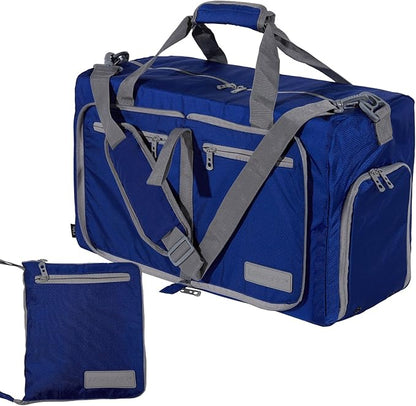 LEGEND 40L Foldable Duffle Bag for Travel - Packable Duffle Bags w/Shoe Compartment - Tear Resistant Collapsible Duffel Bags for Traveling - Lightweight Folding Duffel Bag for Men & Women -Royal Blue