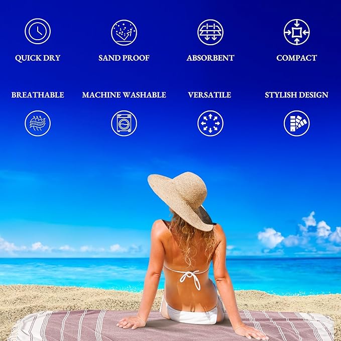 LANE LINEN Beach Towels for Women, 2 Pack Large Beach Towels Oversized, Pre-Washed, No-Shrink Sand Free, Quick Dry, Lightweight Travel Towel, Soft Beach Bath Towel, 39"x71" - Fired Brick