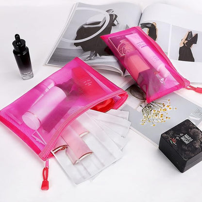 12 Pieces Zipper Nylon Mesh Pouch, Mesh Cosmetic Bags Makeup Bags Pencil Case, Multipurpose Travel Bags for WB06 Wb06