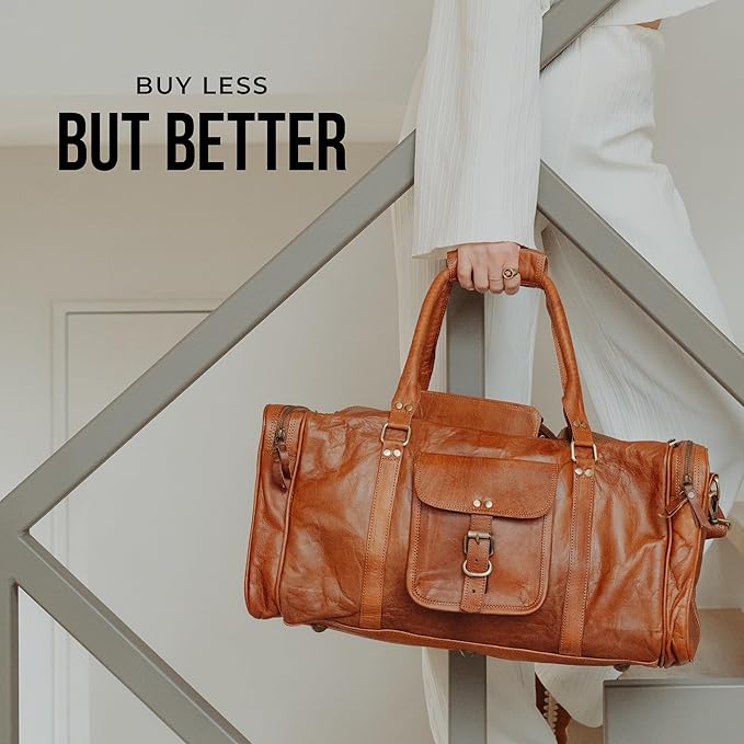 Berliner Bags Vintage Genuine Leather Duffle Bag New York L for Travel or the Gym, Weekender, Travel Bag, Overnight Bag for Men and Women - Brown