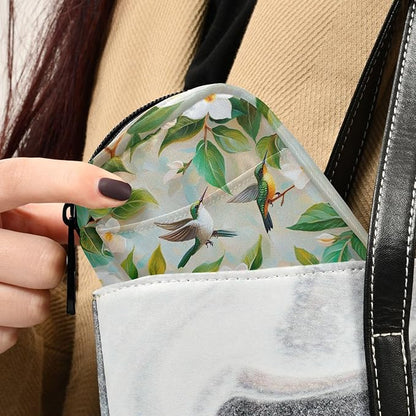 Pill Organizer Box Case Weekly Travel Pill Container Cute Pill Holder 7Day Vitamin Organizer Pill Dispenser Sorter Planner Storage Small Compact Jasmine Flowers Green Leaves and Hummingbird25