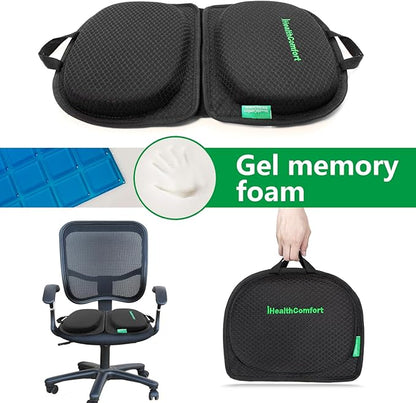 Small Travel Seat Cushion,Gel Memory Foam Seat Cushion,Supportive Butt Pillow,Portable and Foldable for Long Sitting Hours on Stadium Airplane Car Seat