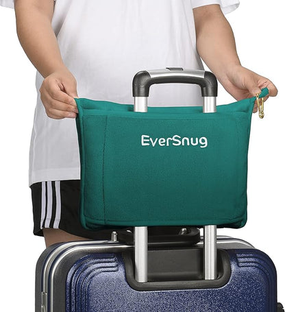 EverSnug Travel Blanket and Pillow - Ultra-Soft, Compact & Lightweight, 65x40 Inches, with Carry Case, Luggage Sleeve & Backpack Clip for Airplane Comfort (Teal)