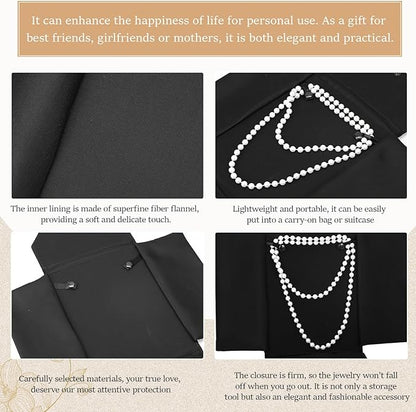 Kigeli 4 Pcs PU Leather Necklace Jewelry Display Folder 8x6 Inch Large Travel Jewelry Case Christmas Necklace Organizer Gifts for Woman