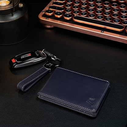 Kings Loot Wallet for Men | Minimalist Slim RFID Blocking Leather Design with Cash Pocket & Card Pull Strap | Holds 1-15 Cards | Stylish & Durable Wallets (Sapphire)