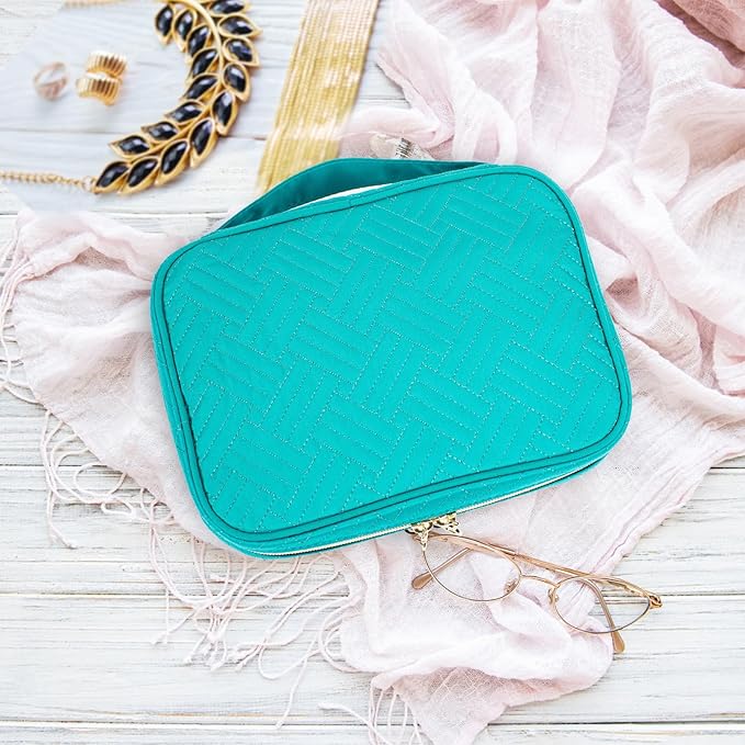 SFYBYHEART Travel Jewelry Organizer Case, Jewelry Travel Bags for Women, Large Capacity Travel Jewelry Case for Tangle-Free Earrings, Necklaces, Rings Storage, Travel Accessories,Teal