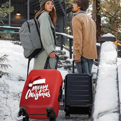 ANNA QUEEN Merry Christmas Luggage Cover, Santa Hat Holiday Design Suitcase Protector, Stretchable Washable Travel Sleeve for 32-34 Inch Luggage