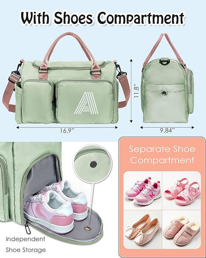 Monogram Overnight Sleepover Dance bag, Gym Bag for Girls, Travel Duffle Bags, Gift for Kids and Friends, Gifts for 12 13 14 15 16 17 18 Year Old Girls