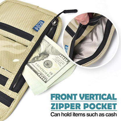 RFID Blocking Travel Neck Wallet–Hidden Passport Holder & Anti-Theft Money Pouch for Men & Women, Lightweight Concealed Travel Organizer with Adjustable Strap Secure Document