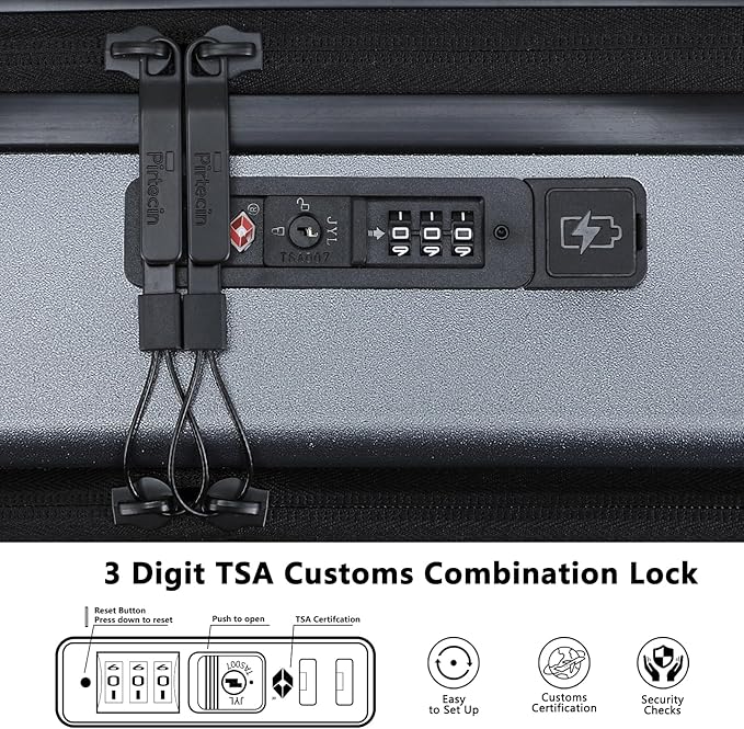 Carry On Luggage with Front Pocket & USB Port, PC Hardside 20 Inch luggage with Spinner Wheels & Built-in TSA Lock, Durable Lightweight Rolling Suitcase, Carry-On 20-Inch, Gray