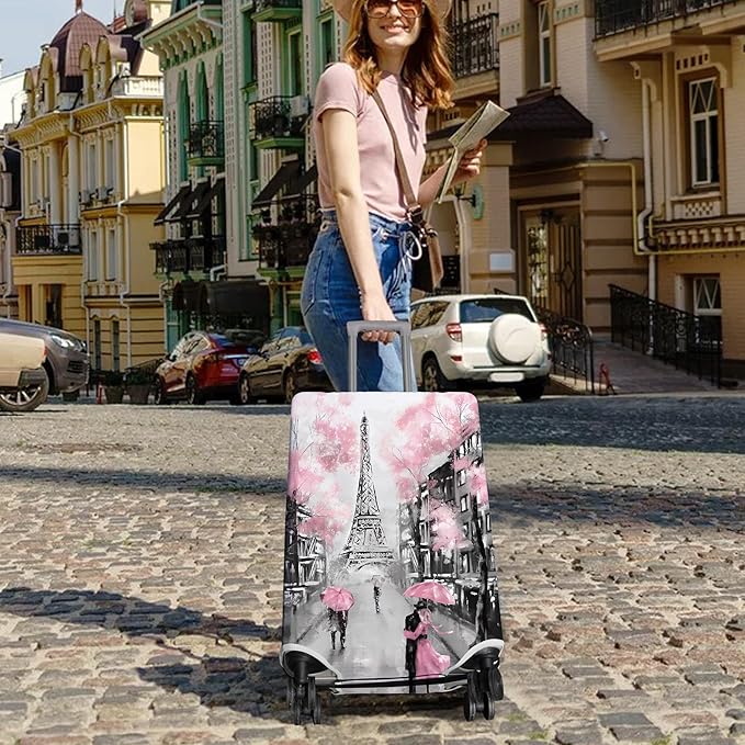 Travel Luggage Cover Suitcase Protector Fits 18-32 Inch Wheel Covers PatternedTravel Related Items Flower Luggage Protector Elastic L