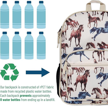 Wildkin ECO rPET Kids Backpack – Recycled, Padded, Adjustable for School & Travel – Horse Dreams