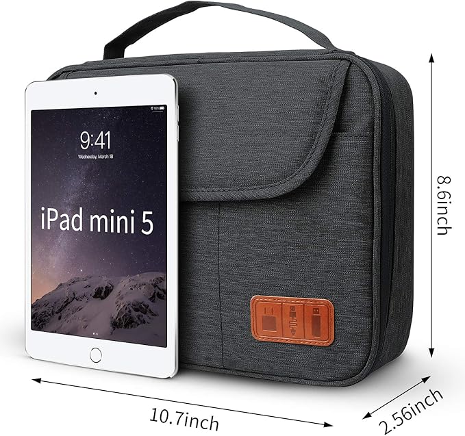 HOLIMET Cable Organiser Bag,Electronic Accessories Bag Double Layer for Travel Waterproof Cord Storage Organizer Bag for iPad, Kindle, Hard Drives, Cables, Chargers,Power Bank and More(Black)
