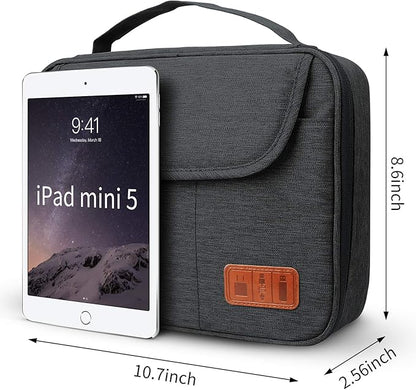 HOLIMET Cable Organiser Bag,Electronic Accessories Bag Double Layer for Travel Waterproof Cord Storage Organizer Bag for iPad, Kindle, Hard Drives, Cables, Chargers,Power Bank and More(Black)