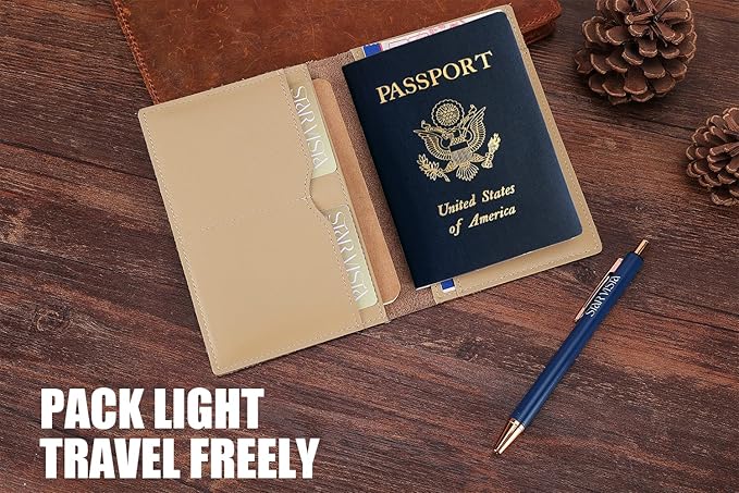 STAR VISTA Albatross Leather Travel Passport Holder, Minimalist Design, Calfskin Leather Case for Women and Men - Slim Passport Wallet, Bifold, RFID Blocking, Ivory