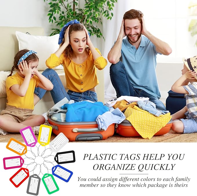 200 Pieces Bulk Luggage Tags for Suitcases Plastic Backpack Book Bag Baggage Name Tags