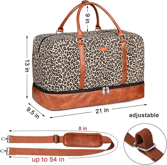 IBFUN Weekender Bags for Women, 21" Weekender Travel Bag, Travel Duffle Bag with Shoe Compartment Carry on Overnight Duffel Bag for Weekend Travel Business Trip