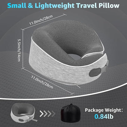 Travel Pillows for Airplanes Ergonomic Memory Foam Neck Pillow for Travel - 360° Head & Neck Support for Sleeping on Flights, Cars, Trains & Office (Gray-1)