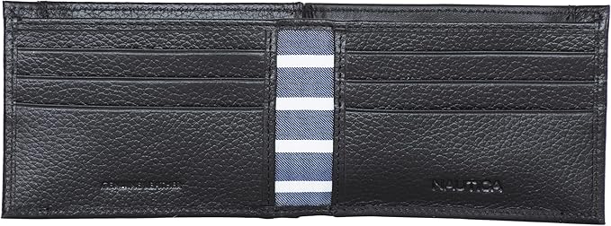 Nautica Men's Slim Wallet | Card Case | RFID Blocking | ID Window | Minimalist | Lightweight | Genuine Leather
