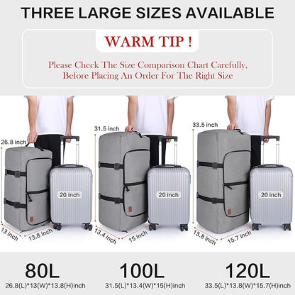 150L Duffle Bag for Travel, Extra Large Foldable Waterproof Travel Duffel Bags Weekender Overnight Bag for Men and Women with Shoe Compartment (Gray)